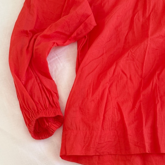 Closed Red Ruffled Blouse - Picture 5 of 5